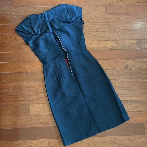 1950’s Vintage Peck & Peck blue sharkskin wiggle cocktail dress Small 26w VLV - Picture 11 of 15